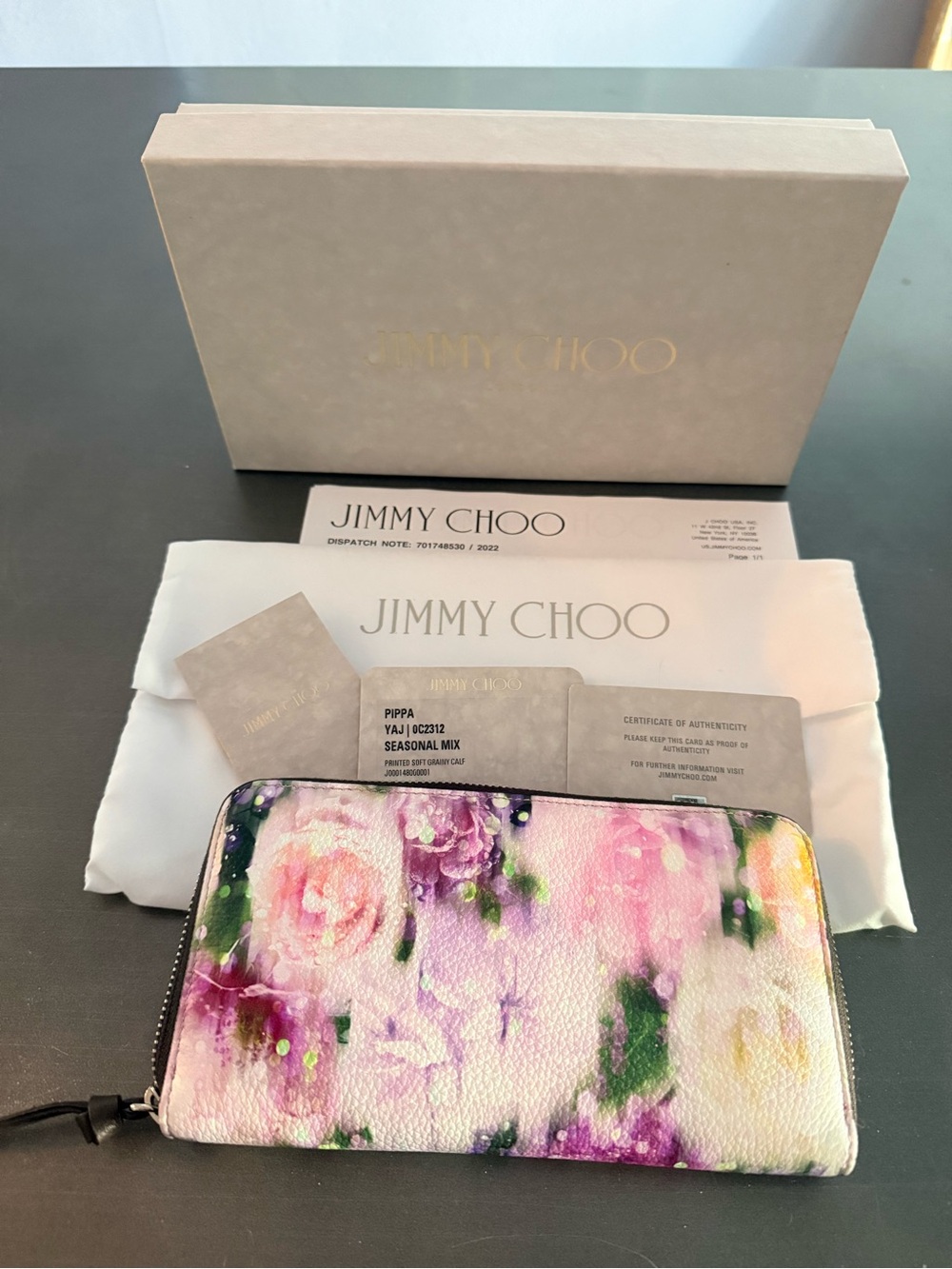 JIMMY CHOO Pippa Floral Leather Zip Around Continental Wallet - Picture 3 of 10